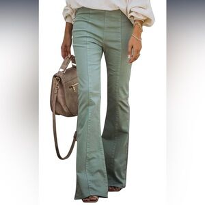 Women's Green Flared Pants